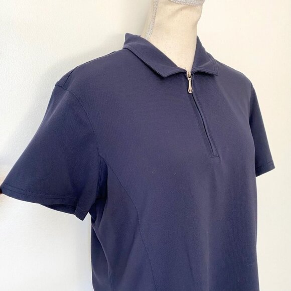 VUARNET SPORT WOMEN'S NAVY NYLON TACTEL QUARTER ZIP POLO T-SHIRT - XL - Picture 4 of 9